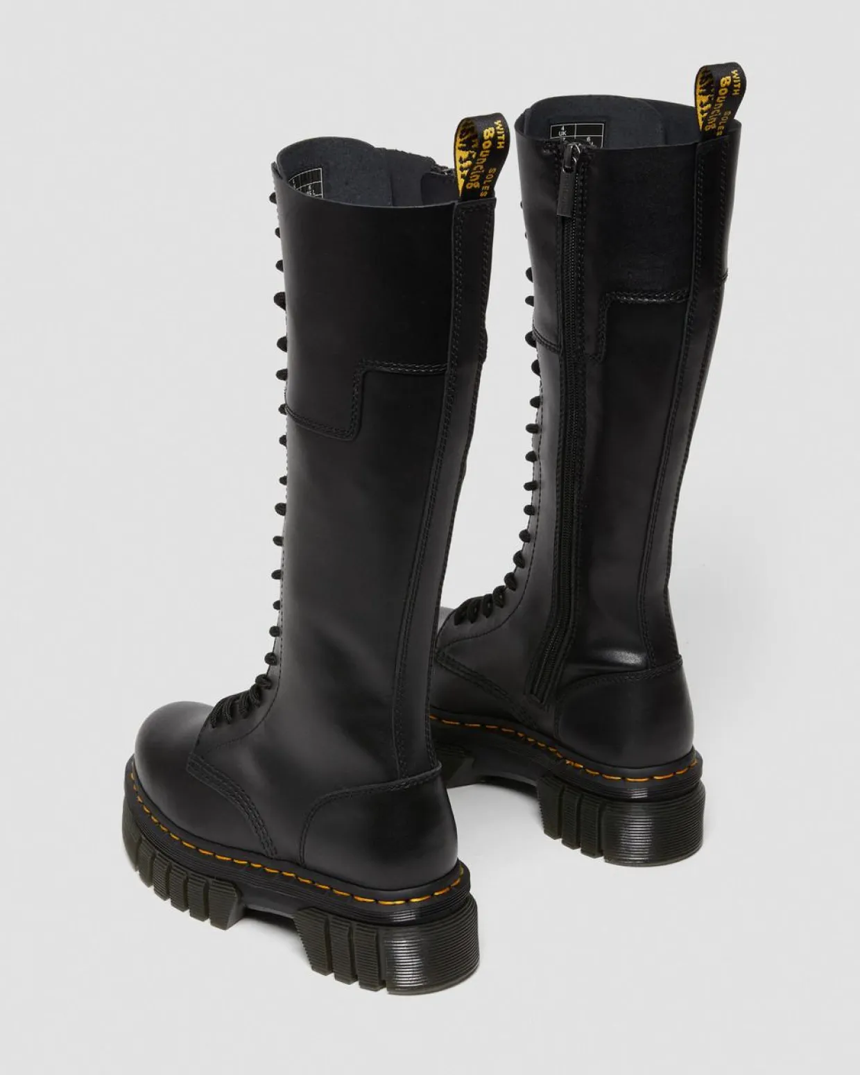Dr. Martens Boots Montantes Plateformes Audrick En Cuir 20 œillets Noir — Nappa Lux Cheap