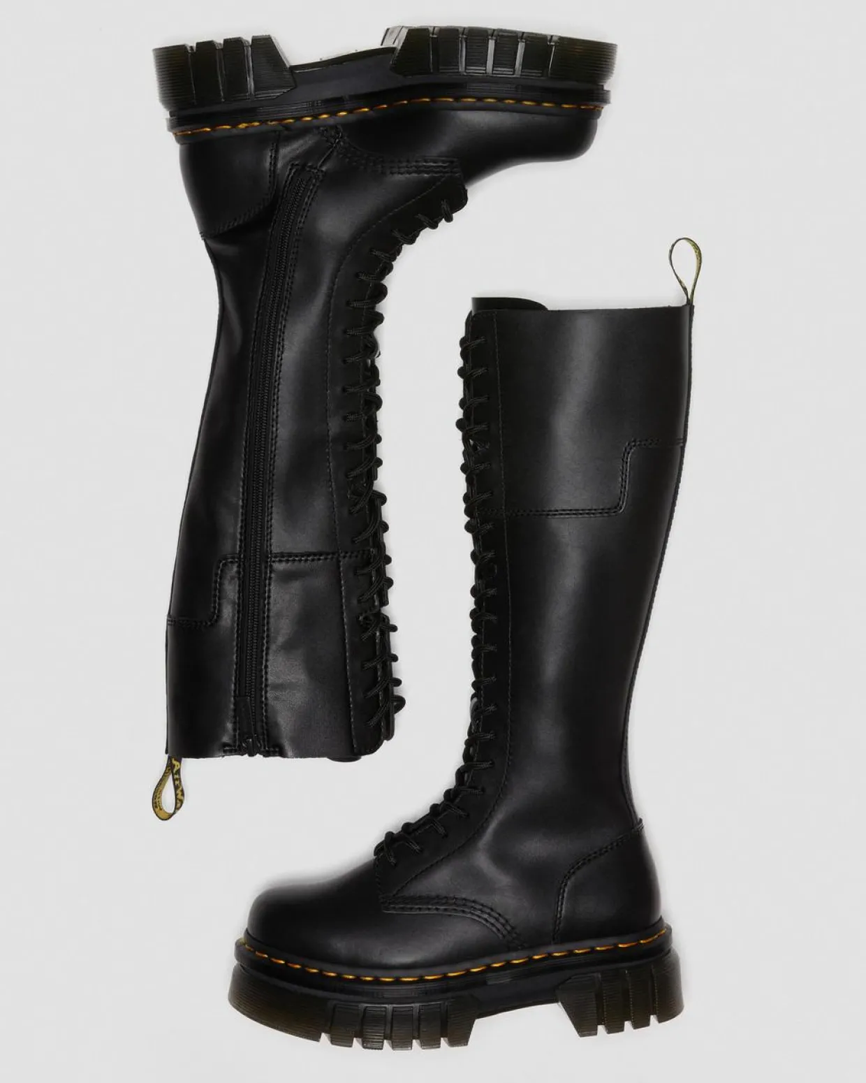 Dr. Martens Boots Montantes Plateformes Audrick En Cuir 20 œillets Noir — Nappa Lux Cheap