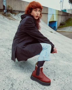 Dr. Martens Boots Plateformes 2976 Quad Doublées De Fourrure Synthétique Marron — Abruzzo Wp Best Sale