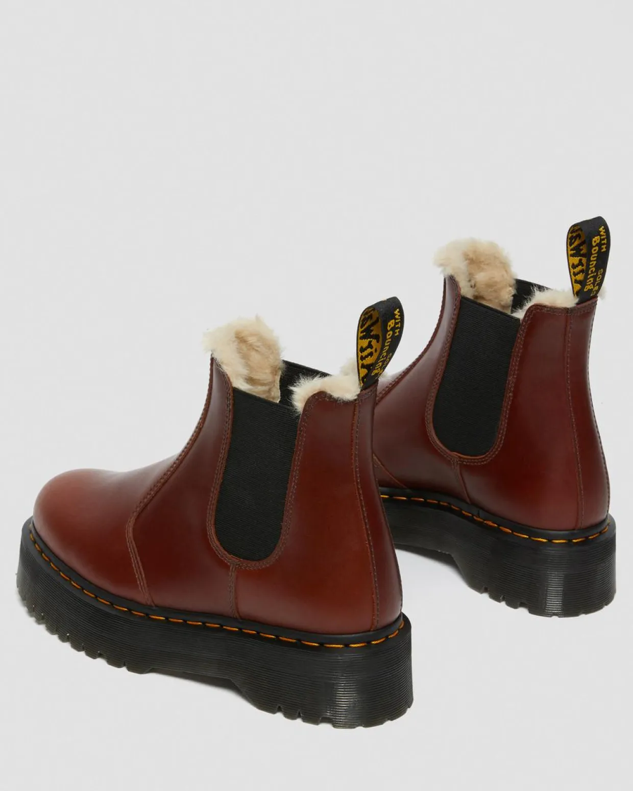 Dr. Martens Boots Plateformes 2976 Quad Doublées De Fourrure Synthétique Marron — Abruzzo Wp Best Sale