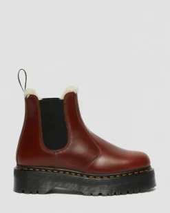 Dr. Martens Boots Plateformes 2976 Quad Doublées De Fourrure Synthétique Marron — Abruzzo Wp Best Sale