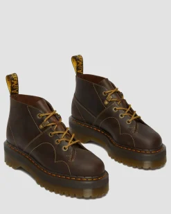 Dr. Martens Boots Plateformes Church Arc En Cuir Crazy Horse Marron foncé — Crazy Horse Fashion