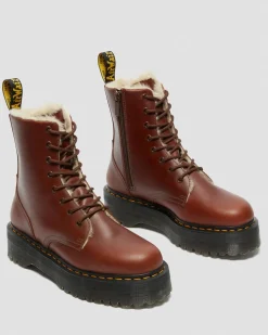Dr. Martens Boots Plateformes Jadon Doublées De Fourrure Synthétique Marron — Abruzzo Wp Outlet
