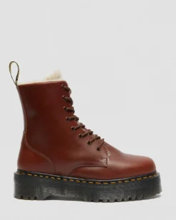 Dr. Martens Boots Plateformes Jadon Doublées De Fourrure Synthétique Marron — Abruzzo Wp Outlet