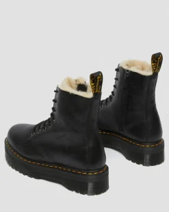 Dr. Martens Boots Plateformes Jadon En Cuir Fourrées Noir — Pisa Outlet