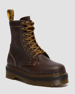 Dr. Martens Boots Plateformes Jadon En Cuir Marron — Crazy Horse Store