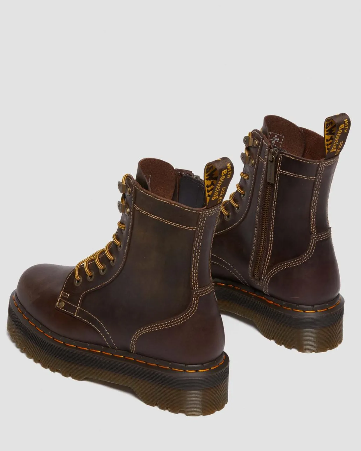 Dr. Martens Boots Plateformes Jadon En Cuir Marron — Crazy Horse Store