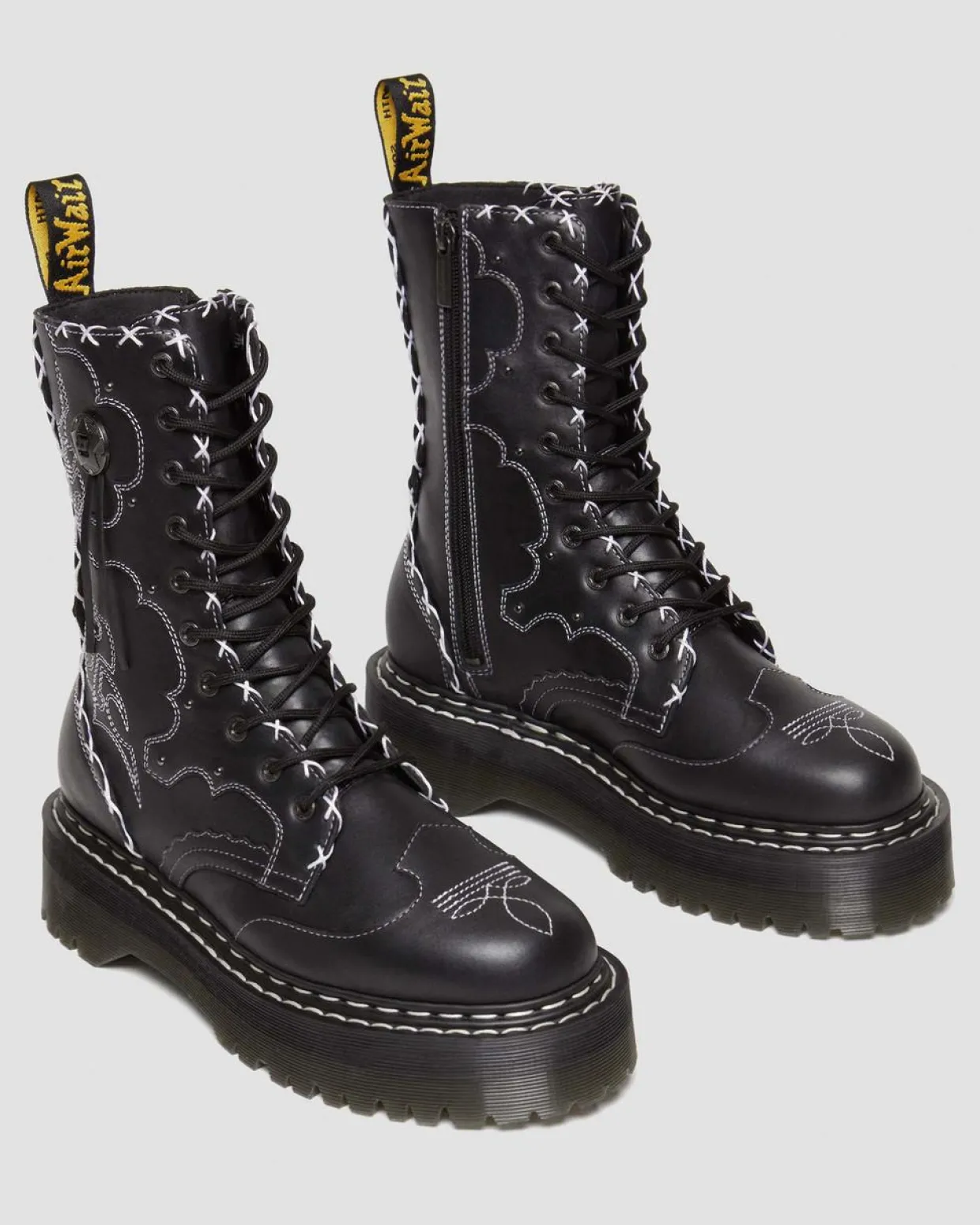 Dr. Martens Boots Plateformes Jadon Hi Contrast Stitch En Cuir Noir — Wanama Cheap