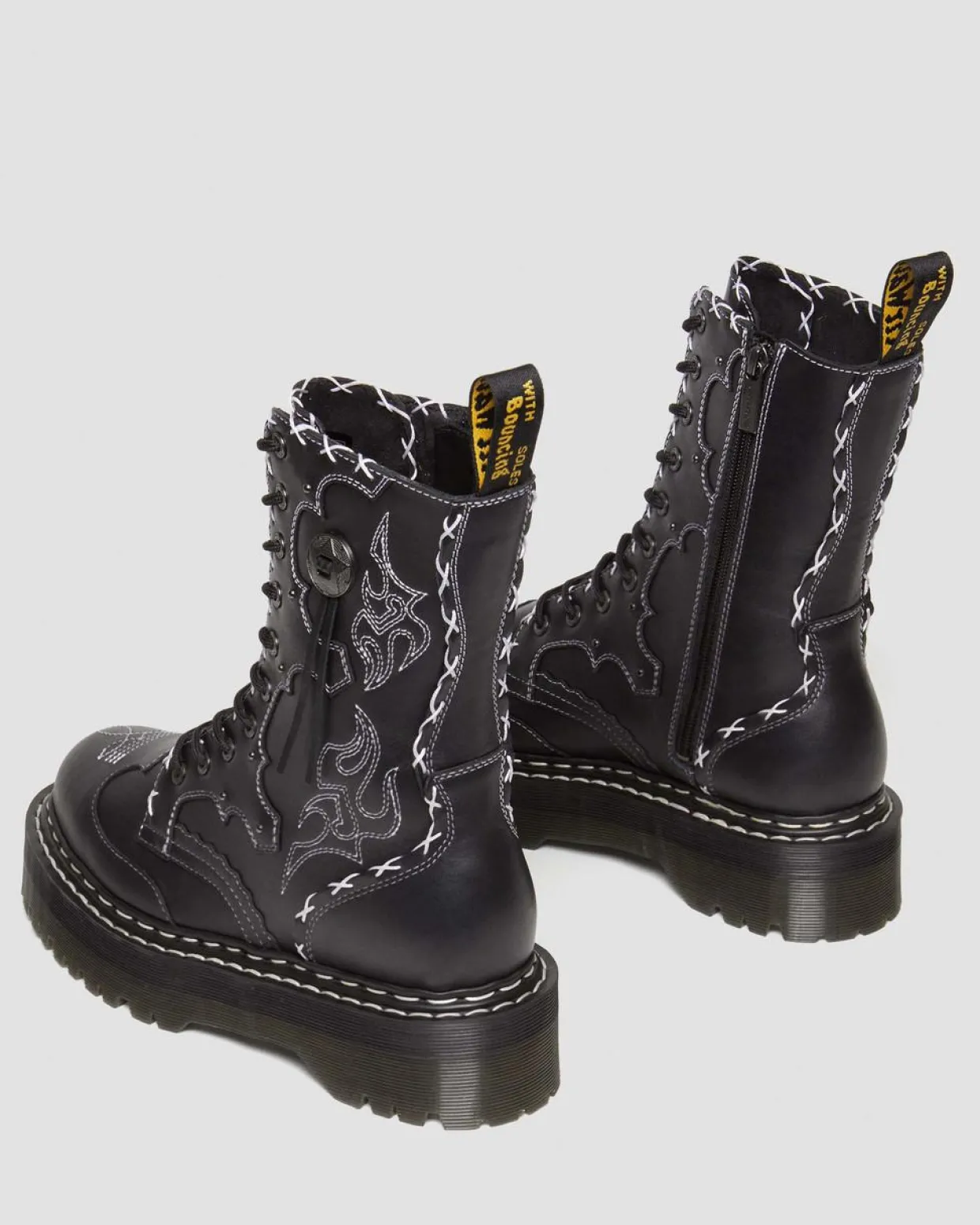 Dr. Martens Boots Plateformes Jadon Hi Contrast Stitch En Cuir Noir — Wanama Cheap