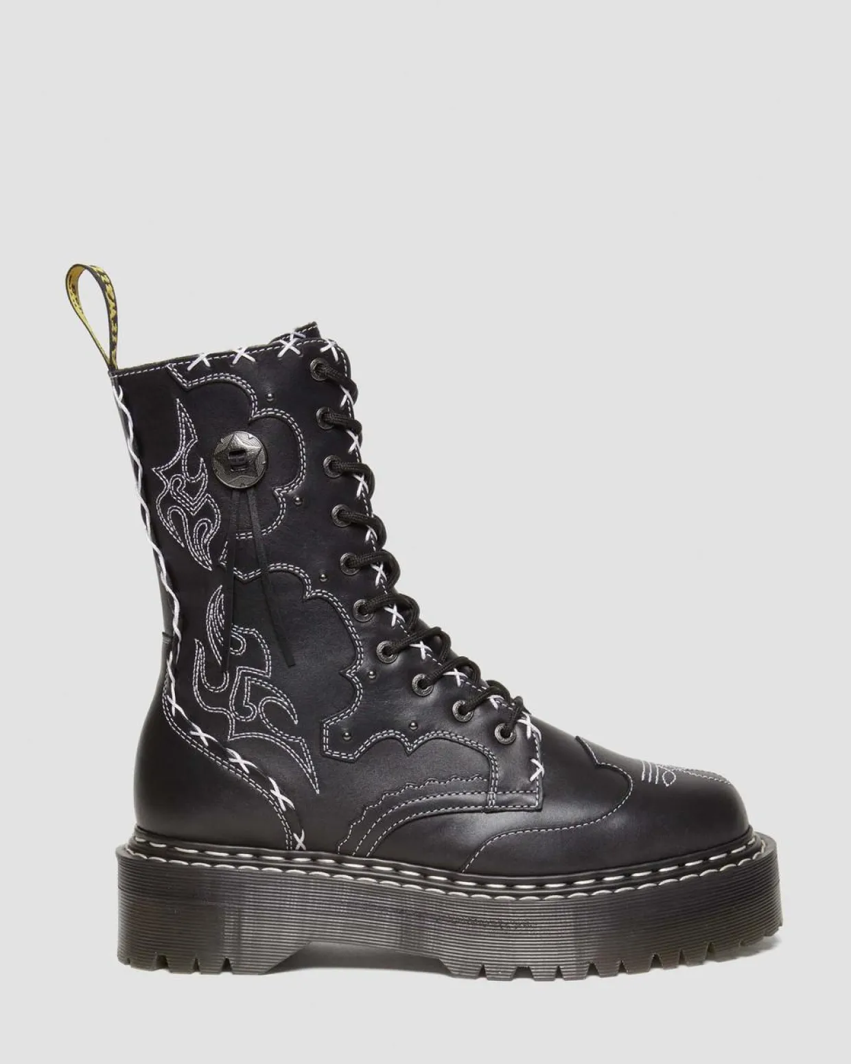 Dr. Martens Boots Plateformes Jadon Hi Contrast Stitch En Cuir Noir — Wanama Cheap