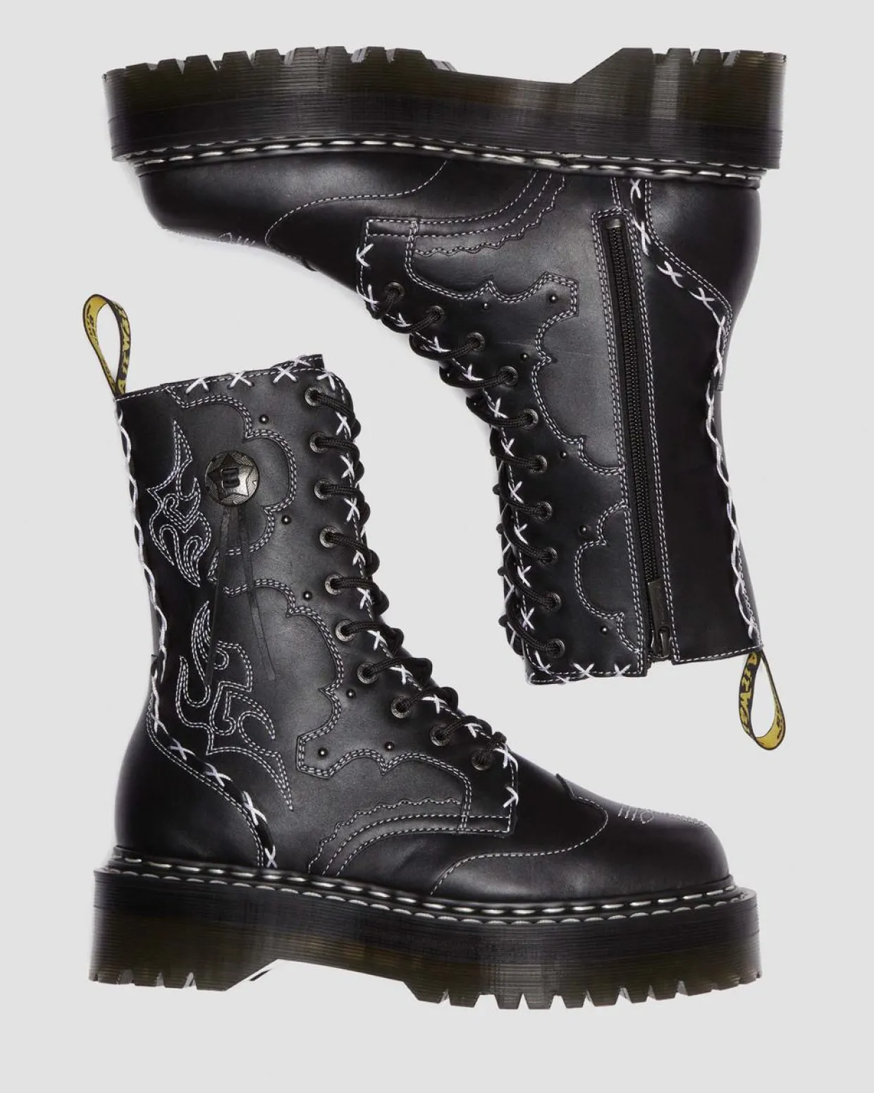 Dr. Martens Boots Plateformes Jadon Hi Contrast Stitch En Cuir Noir — Wanama Cheap