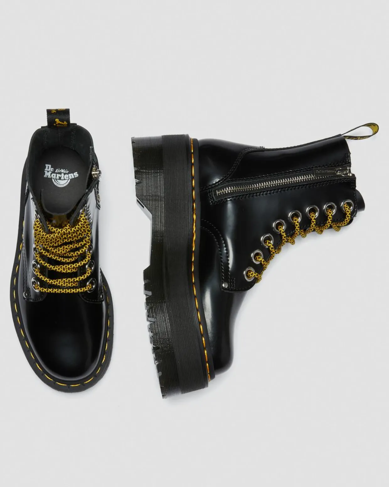 Dr. Martens Boots Plateformes Jadon Max En Cuir Buttero Noir — Buttero Cheap