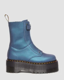 Dr. Martens Boots Plateformes Jetta Hi Max En Cuir Métallisé DEEP BLUE — Pull Up Shift Store