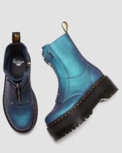 Dr. Martens Boots Plateformes Jetta Hi Max En Cuir Métallisé DEEP BLUE — Pull Up Shift Store