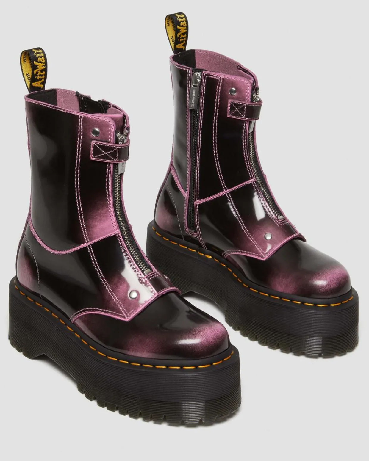 Dr. Martens Boots Plateformes Jetta Hi Max En Cuir Effet Vieilli Fondant Pink — Arcadia Store