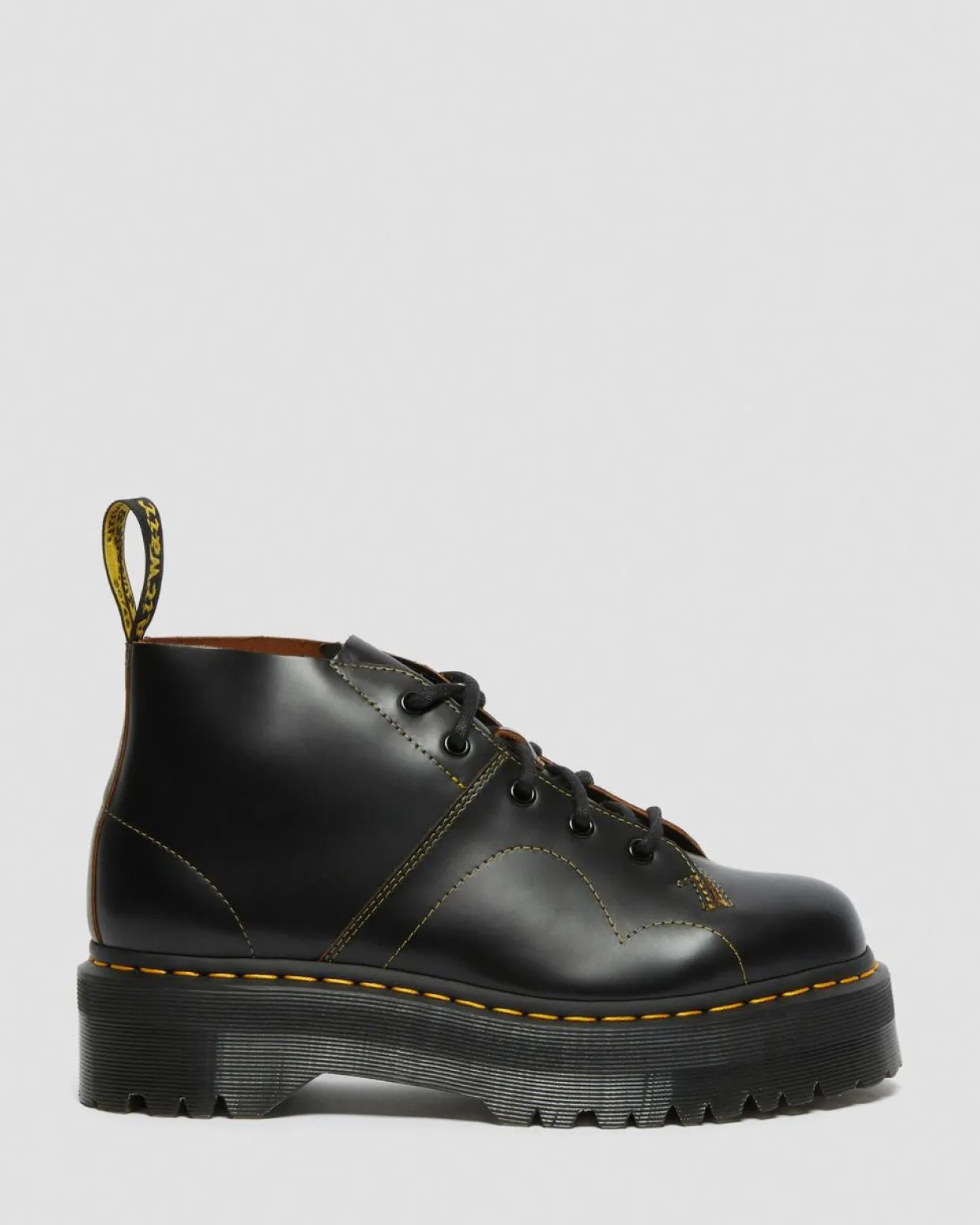 Dr. Martens Boots Plateformes Quad Church En Cuir Noir — Vintage Smooth Outlet