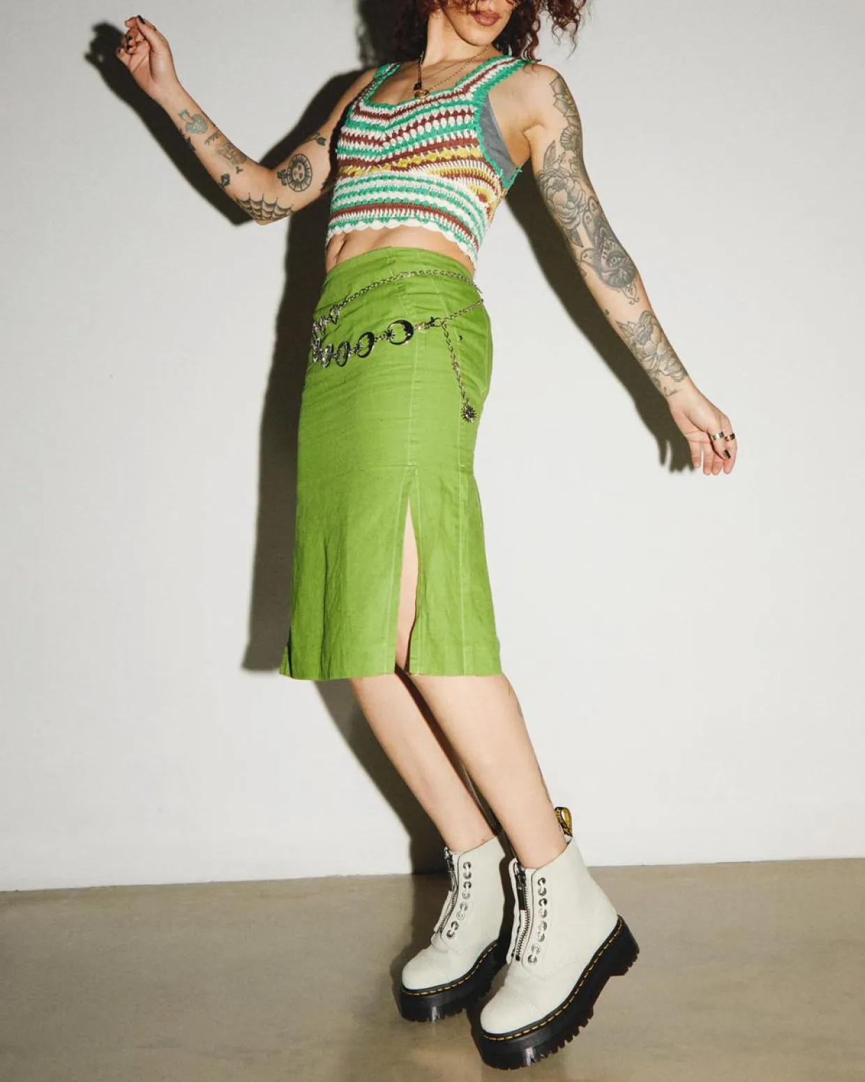 Dr. Martens Boots Plateformes Sinclair En Cuir Tumbled Nubuck Smoked Mint — Tumbled Nubuck Hot