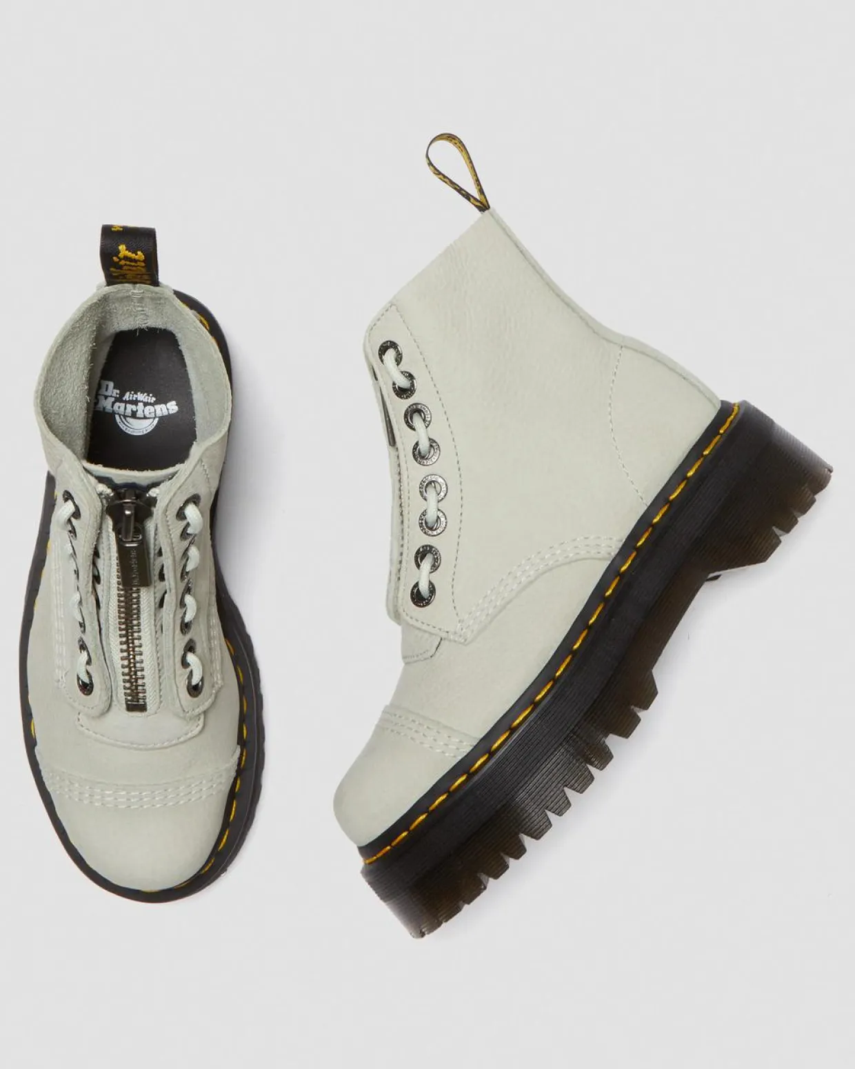 Dr. Martens Boots Plateformes Sinclair En Cuir Tumbled Nubuck Smoked Mint — Tumbled Nubuck Hot