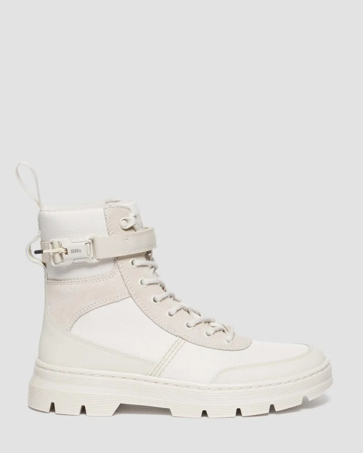 Dr. Martens Boots Utilitaires Combs Tech En Poly Et En Daim Off White+Natural — Poly Ripstop + Eh Suede + Ajax New