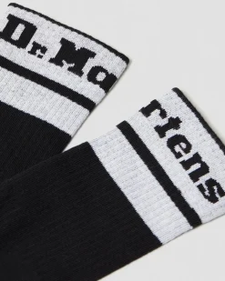 Dr. Martens Chaussettes Athletic Logo En Coton Biologique Mélangé Noir+Blanc — Cotton Blend Fashion