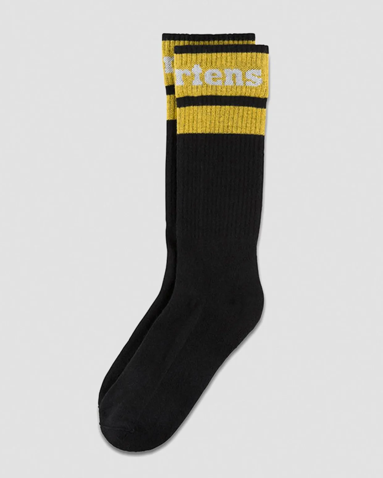 Dr. Martens Chaussettes Athletic Logo En Coton Biologique Mélangé Noir+Blanc+Jaune — Cotton Blend New