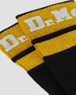 Dr. Martens Chaussettes Athletic Logo En Coton Biologique Mélangé Noir+Blanc+Jaune — Cotton Blend New