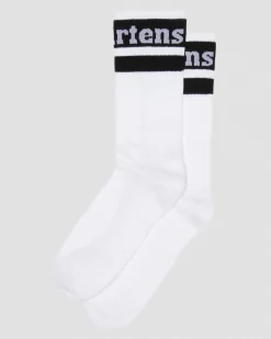 Dr. Martens Chaussettes Athletic Logo En Coton Biologique Mélangé Blanc+Noir — Cotton Blend Best