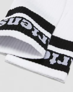 Dr. Martens Chaussettes Athletic Logo En Coton Biologique Mélangé Blanc+Noir — Cotton Blend Best