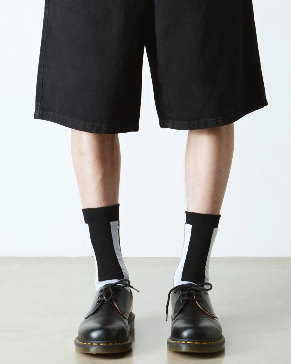 Dr. Martens Chaussettes Double Doc En Coton Mélangé Noir+Blanc — Cotton Blend Hot