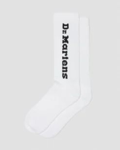 Dr. Martens Chaussettes Vertical Logo En Coton Mélangé Blanc — Organic Cotton Blend New
