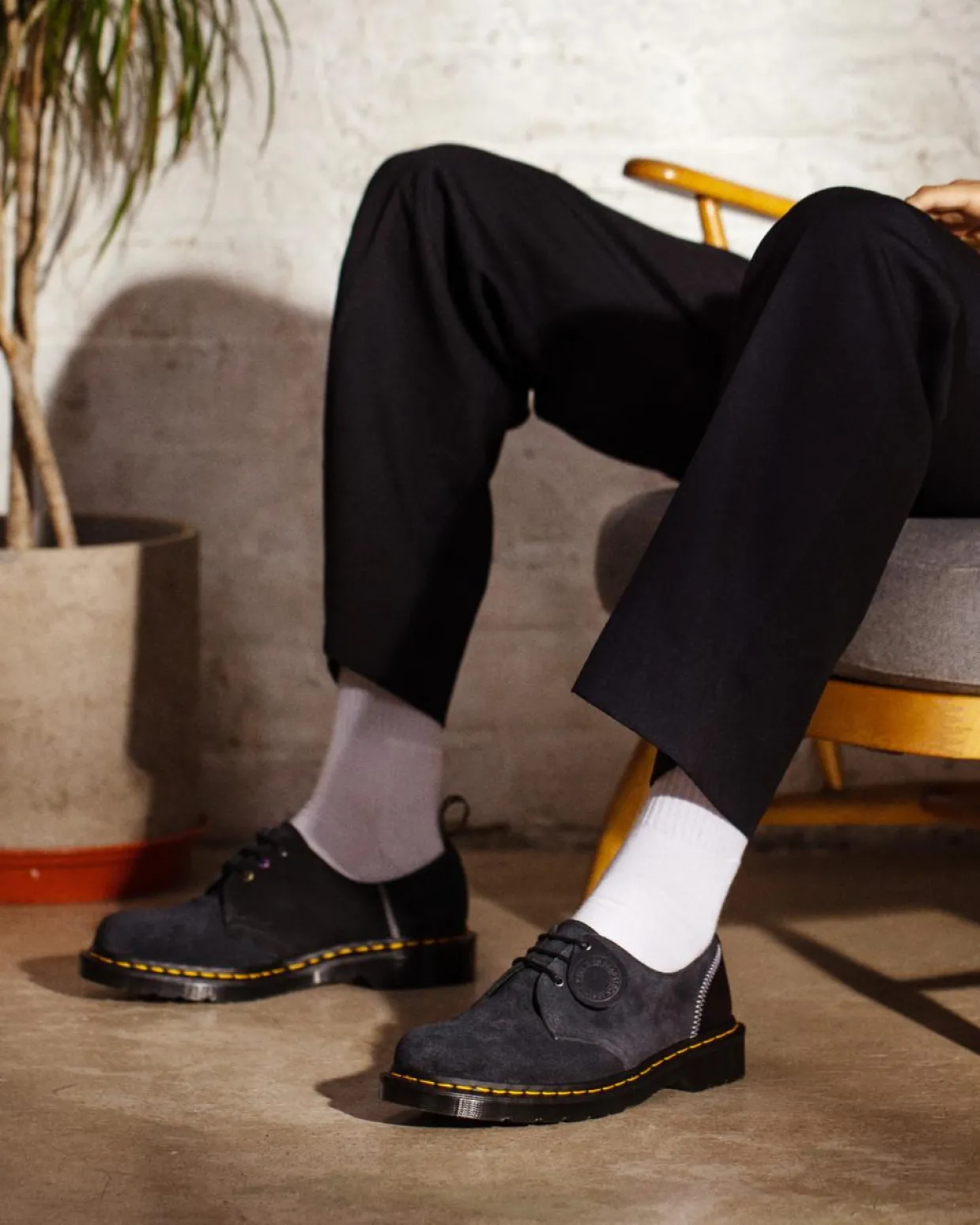 Dr. Martens Chaussures 1461 Deadstock En Cuir Noir+Indigo+Noir — Quilon + Suede Outlet