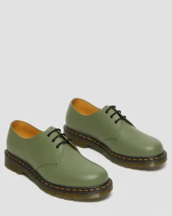 Dr. Martens Chaussures 1461 En Cuir Smooth Kaki Vert — Smooth Leather Discount