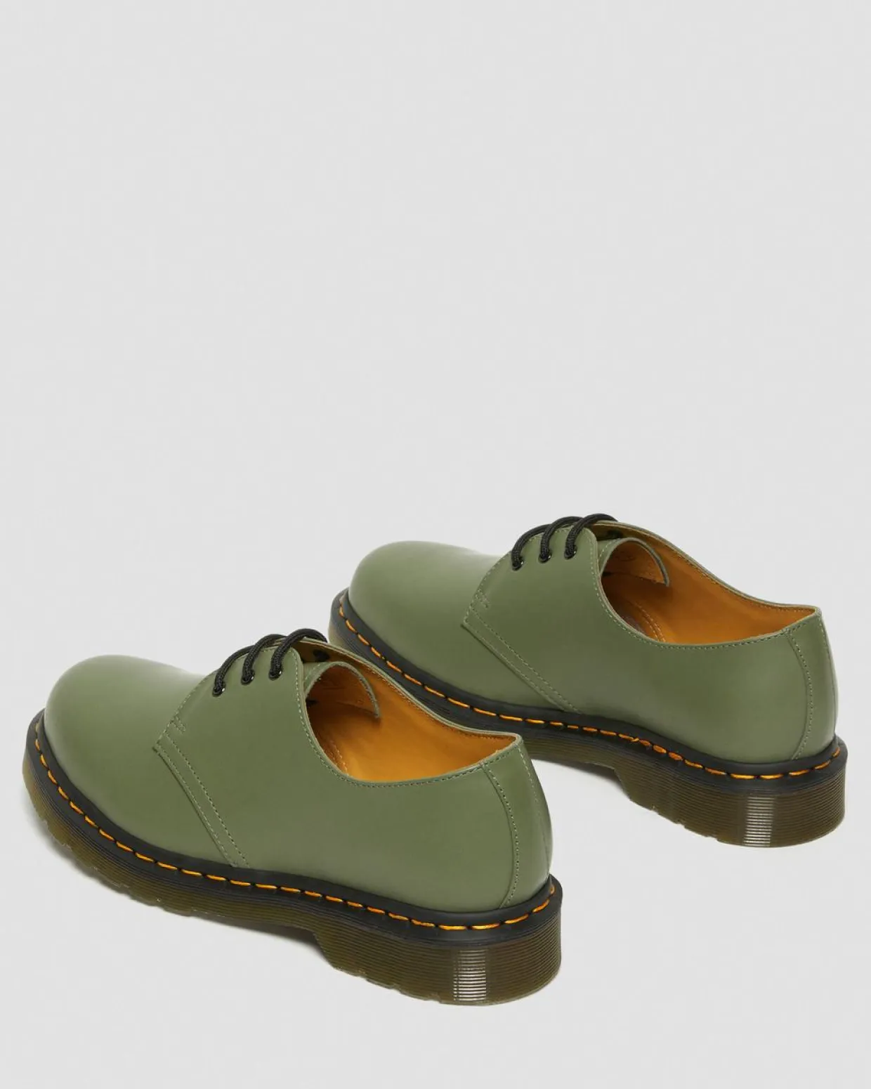 Dr. Martens Chaussures 1461 En Cuir Smooth Kaki Vert — Smooth Leather Discount