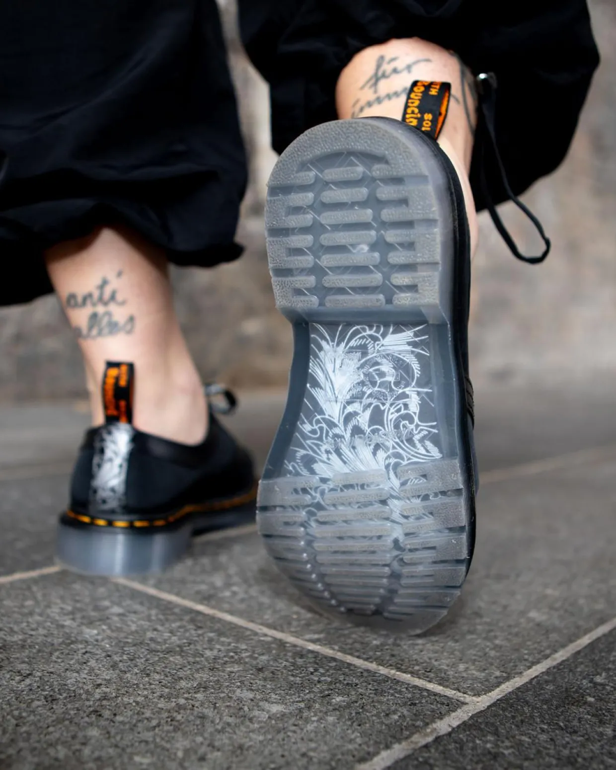 Dr. Martens Chaussures 1461 King Nerd En Cuir Noir — Smooth Leather And Cyclone Nylon New
