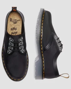 Dr. Martens Chaussures 1461 King Nerd En Cuir Noir — Smooth Leather And Cyclone Nylon New