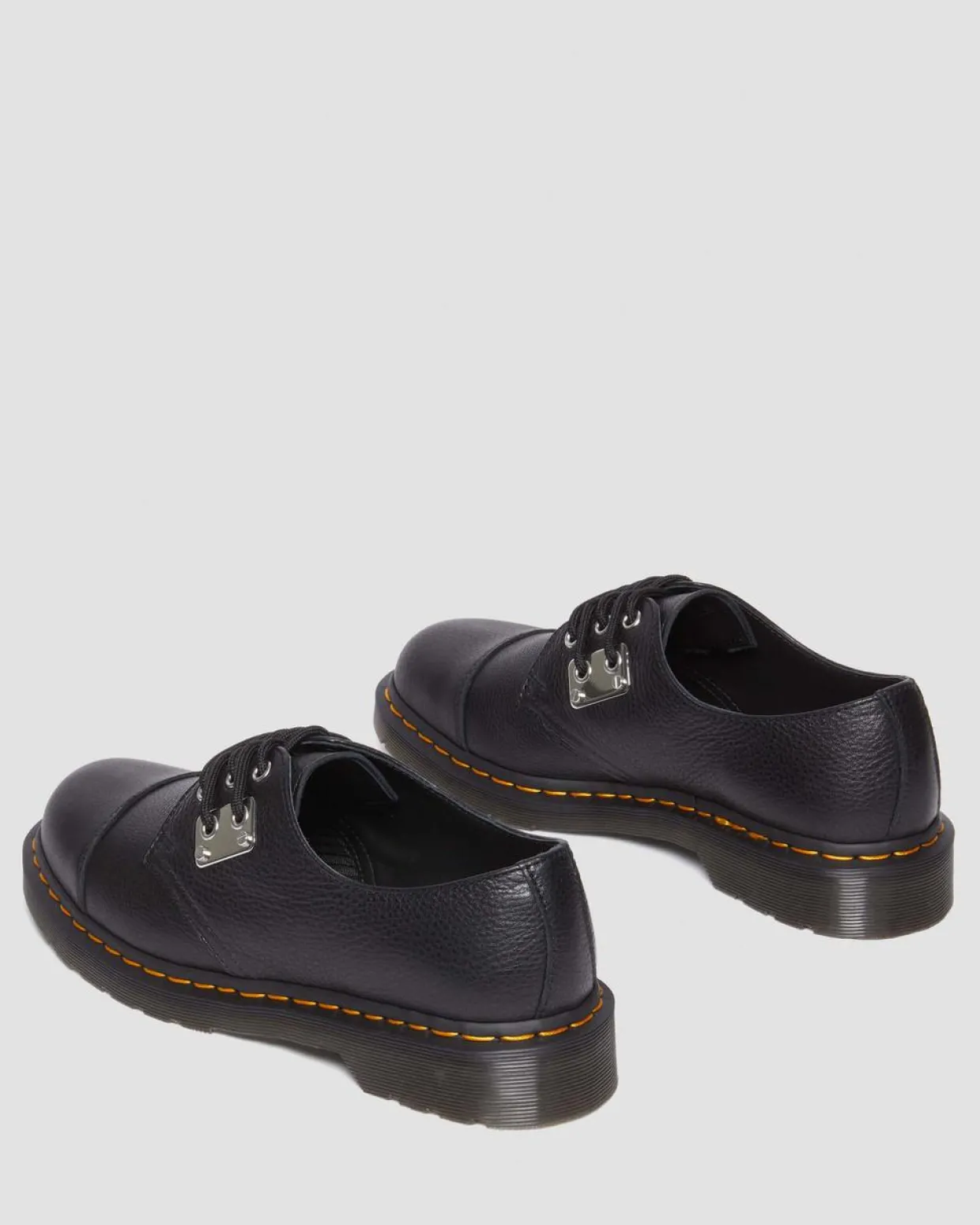 Dr. Martens Chaussures 1461 Luna En Cuir à Plaque Noir — Milled Nappa Fashion