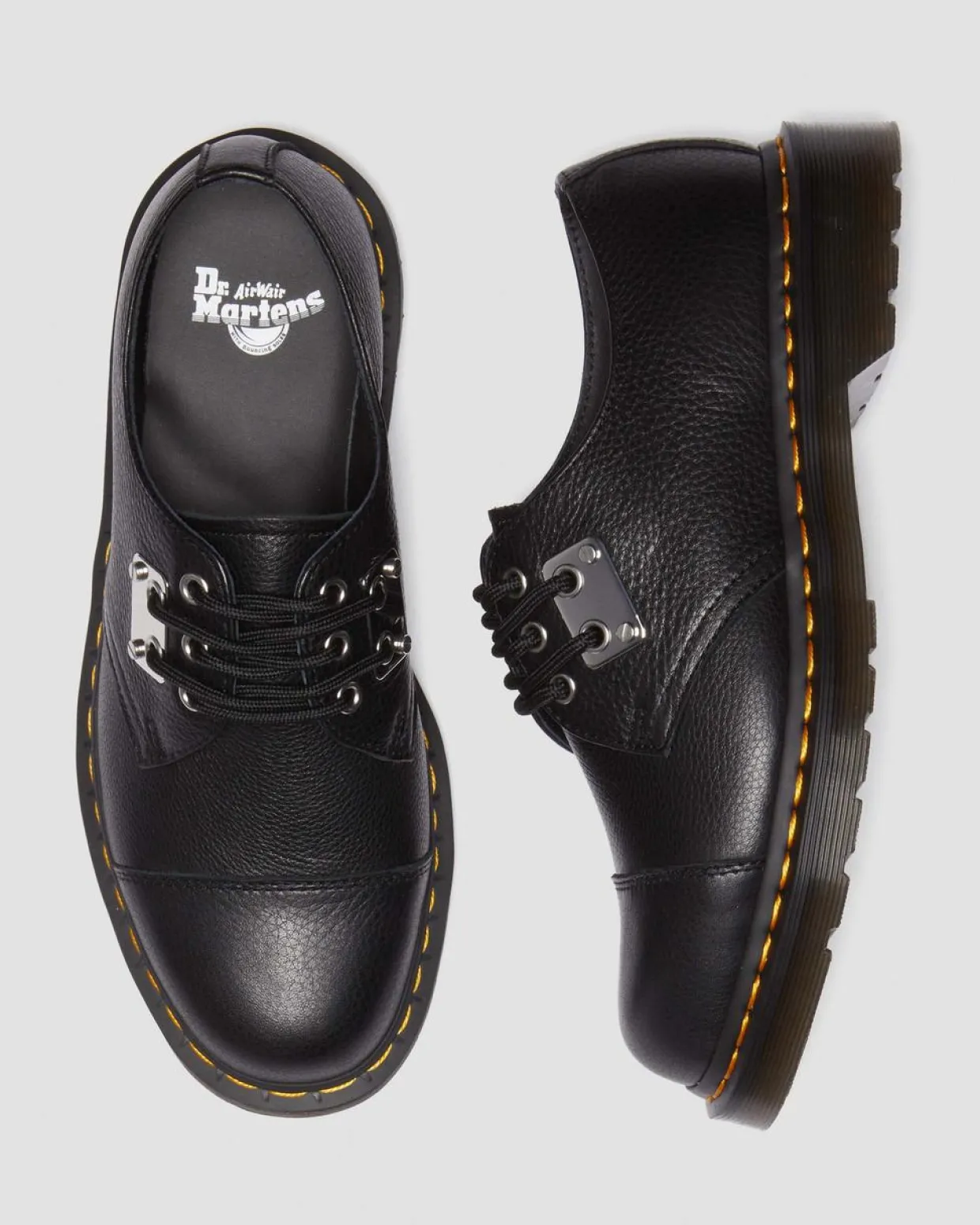Dr. Martens Chaussures 1461 Luna En Cuir à Plaque Noir — Milled Nappa Fashion