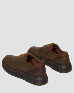 Dr. Martens Chaussures Crewson Lo En Cuir Crazy Horse Marron foncé — Crazy Horse Fashion