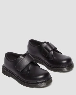 Dr. Martens Chaussures Kamron En Cuir à Brides Velcro Pour Tout-petit Noir — T Lamper Clearance