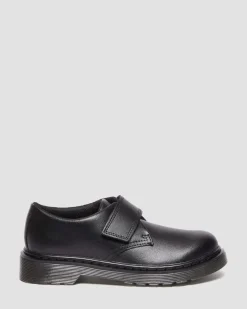 Dr. Martens Chaussures Kamron En Cuir à Brides Velcro Junior Noir — T Lamper Cheap