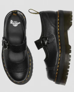 Dr. Martens Chaussures Plateformes Addina Flower En Cuir à Boucles Noir — Milled Nappa Fashion