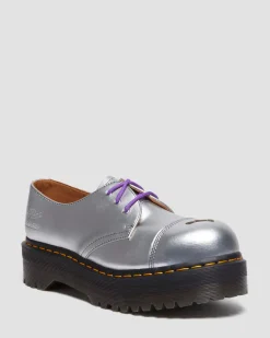 Dr. Martens CHAUSSURES PLATEFORMES QUAD 1461 MADEME EN CUIR ALUMIX Argenté — Alumix Best