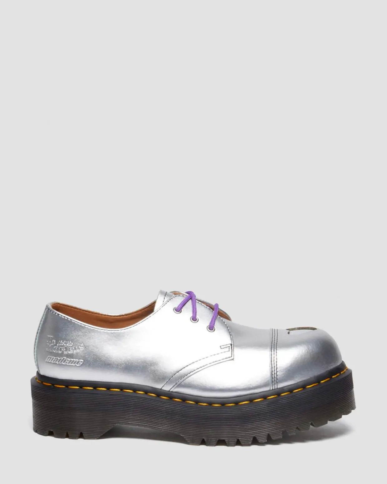 Dr. Martens CHAUSSURES PLATEFORMES QUAD 1461 MADEME EN CUIR ALUMIX Argenté — Alumix Best