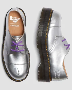 Dr. Martens CHAUSSURES PLATEFORMES QUAD 1461 MADEME EN CUIR ALUMIX Argenté — Alumix Best