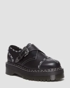 Dr. Martens Chaussures Plateformes Quad Monk Strap Contrast Stitch Noir — Wanama Discount
