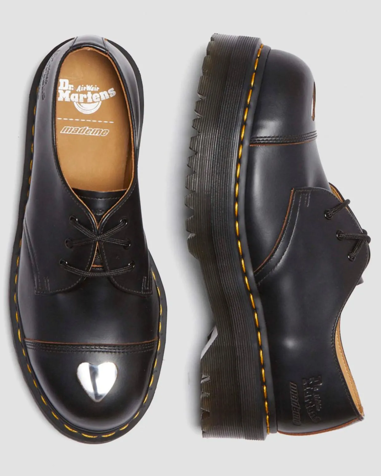 Dr. Martens CHAUSSURES PLATEFORMES QUAD 1461 MADEME EN CUIR VINTAGE SMOOTH Noir — Vintage Smooth Shop