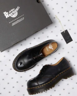 Dr. Martens CHAUSSURES PLATEFORMES QUAD 1461 MADEME EN CUIR VINTAGE SMOOTH Noir — Vintage Smooth Shop