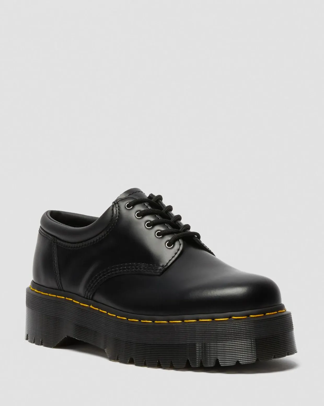 Dr. Martens Chaussures Plateformes Quad 8053 En Cuir Noir — Polished Smooth Best