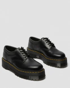 Dr. Martens Chaussures Plateformes Quad 8053 En Cuir Noir — Polished Smooth Best