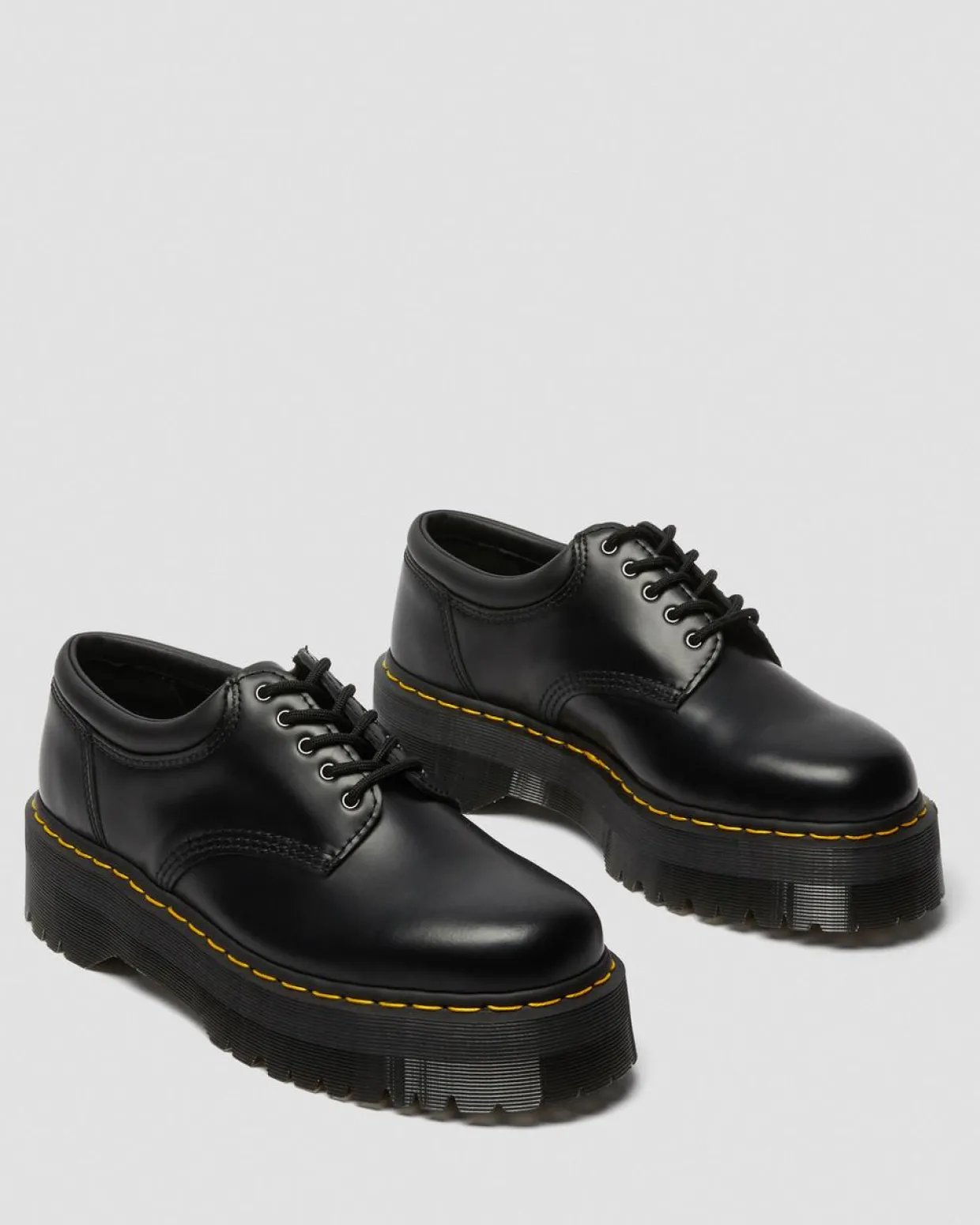 Dr. Martens Chaussures Plateformes Quad 8053 En Cuir Noir — Polished Smooth Best